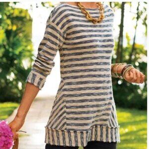 Soft Surroundings Mariana Nautical Stripe Pullover Tunic Top M 26380